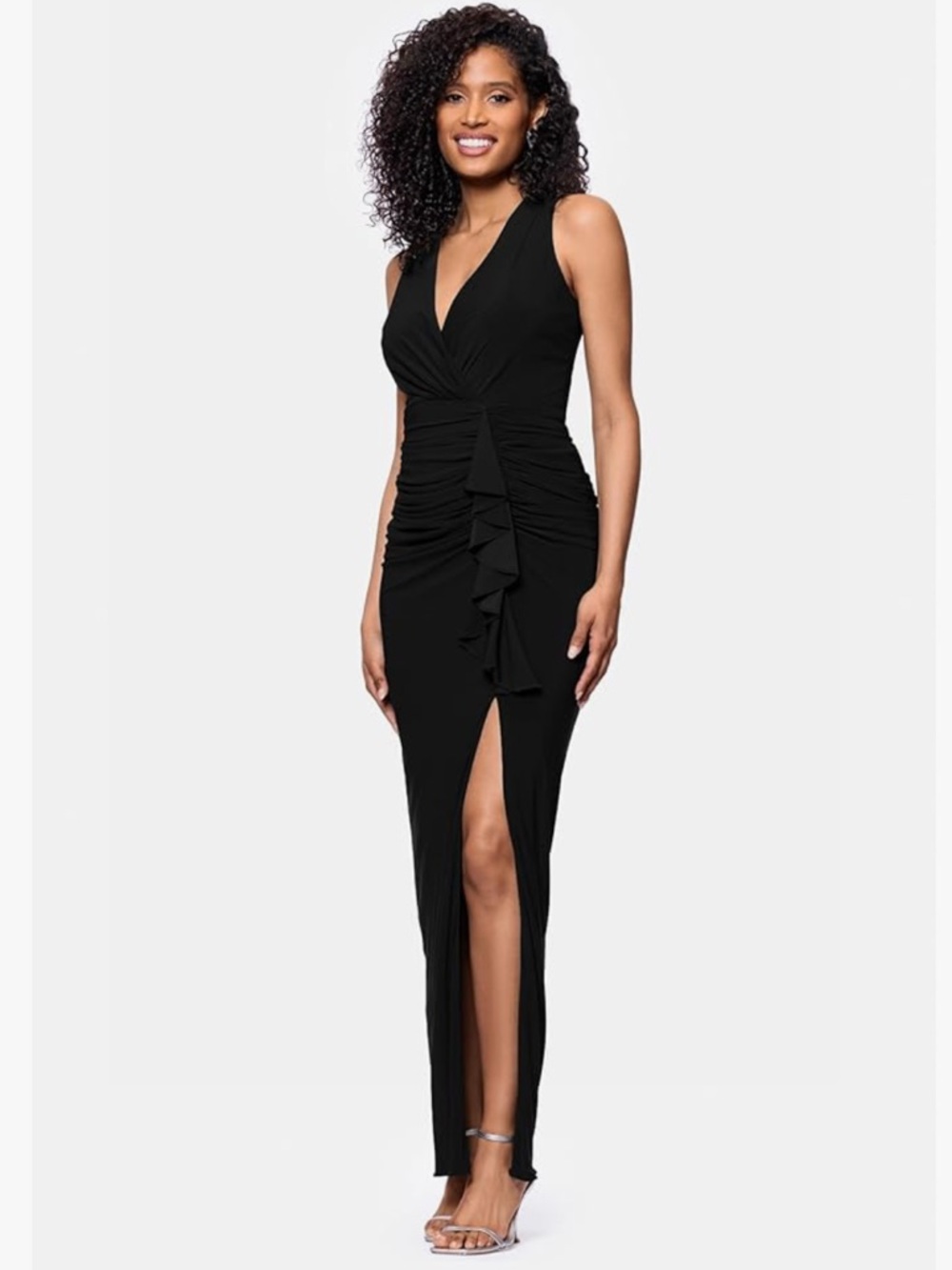 NWT Betsy & Adam Stretchy Ruched Gown